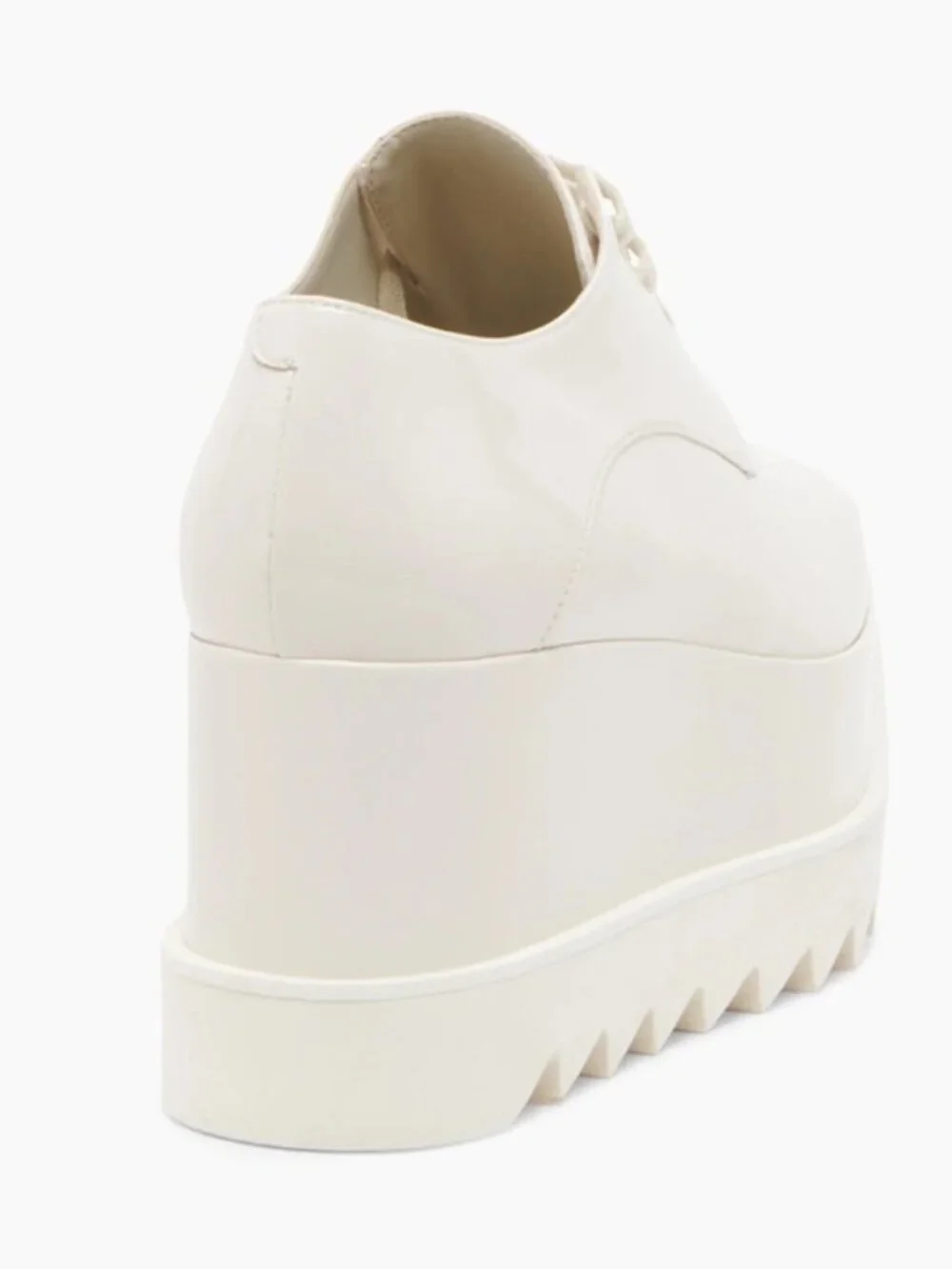 Size 37.5 (7.5) Ivory Stella McCartney Elyse Shiny Patent Platform Lace-Up Shoes